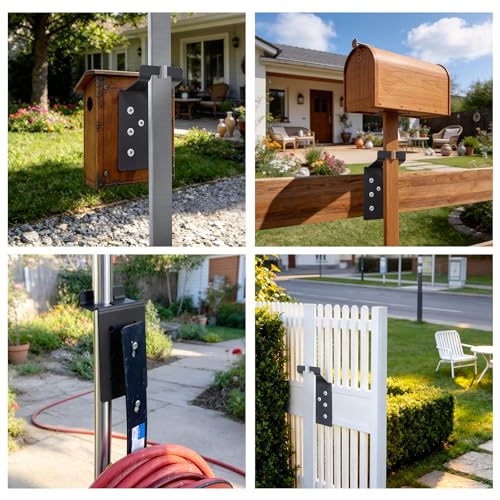 6 Pcs Black T-Post Bracket 3" | Post Mount Bracket for Signs, Fences, Mailboxes & Bird House Feeders - color: Black, size: 6 Pieces
