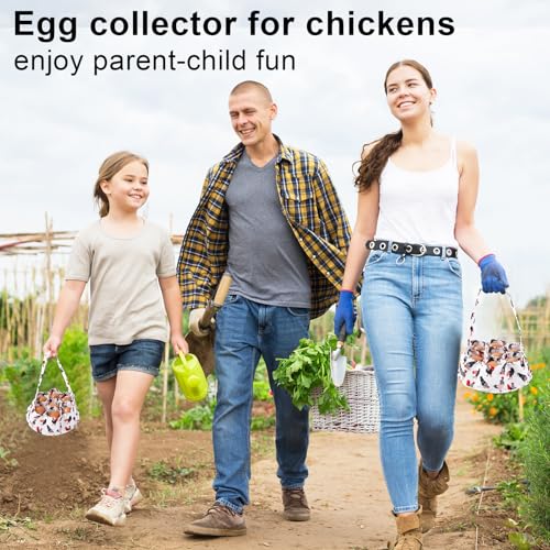 Egg Collecting Basket, Egg Basket for Gathering with 7 Pouches | Canvas Egg Basket for Chicken, Duck, Goose, Bird, Various Poultry Collection (Red-tailed) - style: Red-tailed chicken