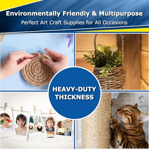 Vanhench Jute String Rope 6mm x 50 Feet, Heavy Duty and Thick Twine Rope for Crafts Projects, Gardening, Bundling, Cat Scratcher Scratching Post Tree Gift Wrapping Arts & Crafts Christmas Decoration - color: Brown, size: 6mm (1/4 In)×50ft (15.24m)