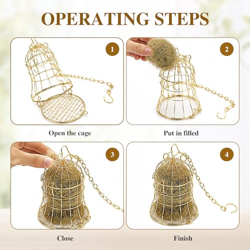5PCS Bell Shaped Bird Nesting Material Holder, Refillable Material Holder for Wild Birds and Hummingbirds, Wild Bird Nesting Station for Patio, Bird Watching Gifts for Bird Lovers