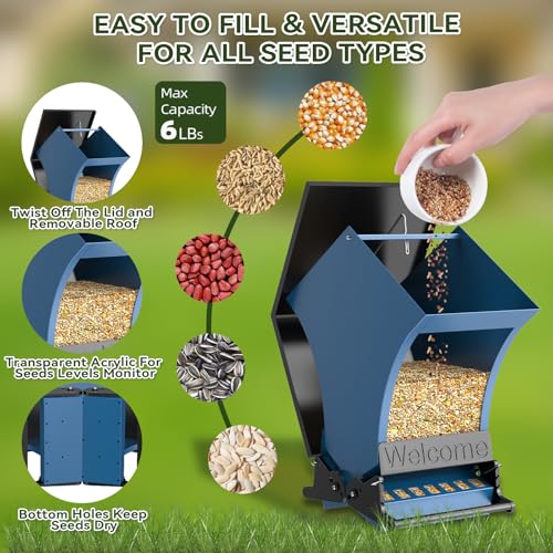 Wildpark Squirrel Proof Bird Feeders for Outdoors, 5LB Metal Hanging Feeders, Large Wild Feeders for Cardinals, Chickadees, Durable Backyard Feeders -One in Blue - color: Blue