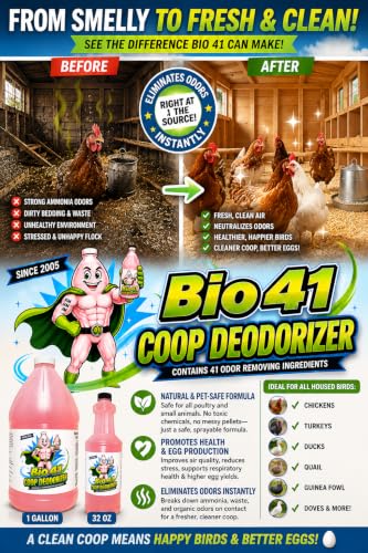 Chicken Coop Deodorizer - Natural Ammonia & Odor Eliminator for Poultry. Safe for Coops, Brooders, Nesting Boxes, Roosts, Bedding & Waste Areas. 32 oz Bottle