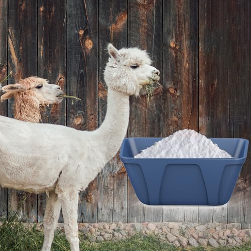 mozoba Hanging Chicken Feeder Trough for Goat Sheep Deer Poultry Duck Chicken Fence Feeder Livestock Feeding Container Goats Supplies Feeders Waterer Bucket (Dark Blue) - color: Dark Blue