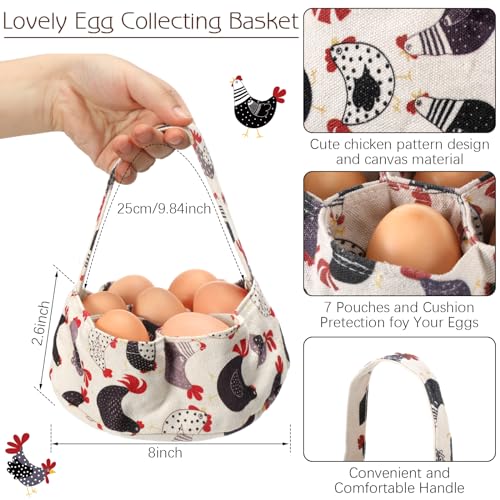 3 Pcs Egg Collecting Apron and Gathering Basket Adult 12 Pockets and Child 3 Pockets for Chicken Goose Eggs - style: Lovely