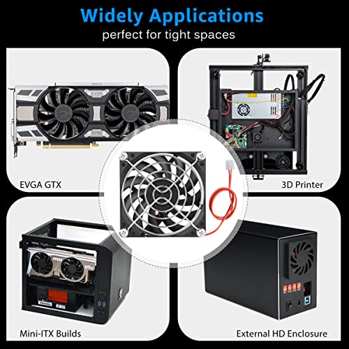 GDSTIME 80mm x 80mm x 10mm 12V Computer Case Brushless DC Cooling Fan 2Pin | Slim PC Fan 10mm, Replacement for Tight Spaces, 3D Printer Power Supplies, Hard Drive Case, MATX PSU - 8010, 80x80x10mm - size: 80x80x10mm