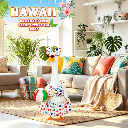 Bikini Porch Goose Outfits with Sunglasses and Swimming Tube for 23" Summer Goose Costume Garden Patio Statue Decor(Polka Dots) - style: Polka Dots