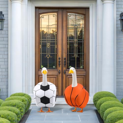 Abbylike 4 Set Football Porch Goose Outfit Lawn Baseball Goose Costume Rugby Basketball Porch Game Day Clothes for 23" H Statue Patio Yard Party Celebrations Decor - style: Football