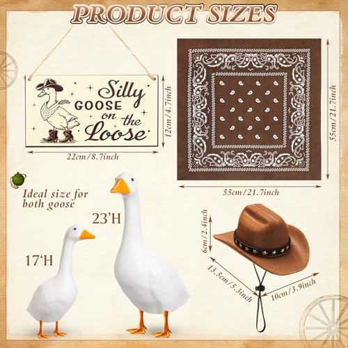 Cowboy Porch Goose Outfit Decoration Set,Brown - color: Brown