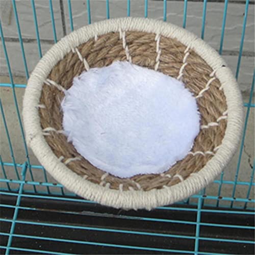 Hand Woven Hemp Rope Bird Nest Bed Cage Bed for Dove Parrot Canary Little Parrot Warm Bird Breeding Cabin Nest(Hemp Rope L)