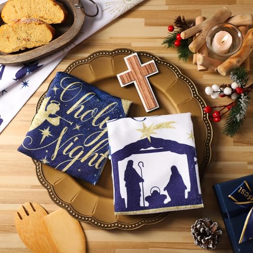 Oudain 6 Pcs Christmas Kitchen Towels Nativity Scene Christmas Hand Towels 24 x 16 Inch Jesus Decorative Dish Cloths Holiday Tea Dishcloths Winter Novelty Xmas Christ Gifts for Home Kitchen Bathroom - color: Jesus