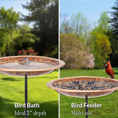 Good Directions Fired Copper Bird Bath on Garden Pole 18" - style: Fired
