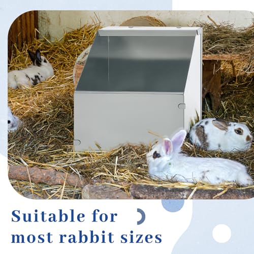 Maxcheck 4 Pcs Galvanized Metal Rabbit Nesting Box Bunny Small Animal Nest with Removable Acrylic Floor Durable Easy to Clean for Indoor Outdoor Use Rabbit Supplies (18.5 * 10.6 * 10 Inch) - size: 18.5"L x 10.6"W x 10"H