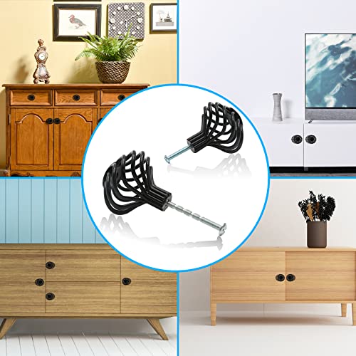 Jiozermi 12pcs Round Birdcage Cabinet Knobs, 1.8" Diameter, Flat Black | 1.8" Diameter Birdcage Drawer Pulls, Iron Bird Cage Cabinet Handles, Flat Black - size: 1.8 inch, Round