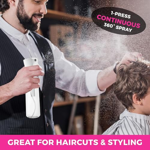 Hair Spray Bottle Continuous Water Mister Spray Bottle Empty Ultra Fine for Styling, Pets, Plants, water for Hair,Skincare, Plant Care, Pet Grooming, Cleaning