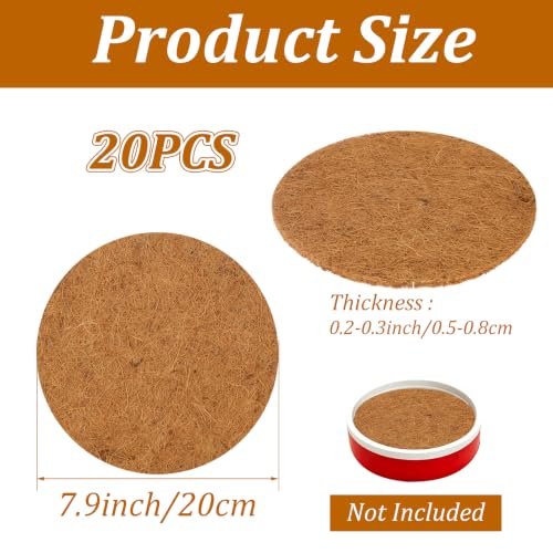 20 Pcs Pigeon Nesting Pads 8 Inch, Natural Coconut Fiber Bird Egg Mat, Birds Breeding Mat for Parakeet Chicken, Pigeon Hatching Bedding Accessories