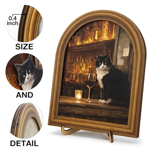 3D Funny Tuxedo Cat Wall Art Sign for Bar Decor, Vintage Drinking Cat Portrait Wall Decor, 8x10 Inch - color: Cat-1