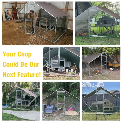 Aivituvin Large Metal Chicken Coop Run Chicken Pen with Ramp, Waterproof Tarp Cover, Outdoor Poultry Enclosure for Chickens, Ducks, Rabbits, 9.8' L x 6.5' W x 6.5' H