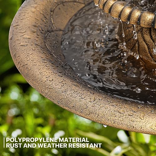 Outdoor Garden Bird Bath, 37" Water Fountain and Birdbath, Bronze | all Outside 3-Tiered Pedestal Antique Water Fountain and Birdbath for Garden Patio Deck Porch Backyard, 5L Capacity - color: Bronze
