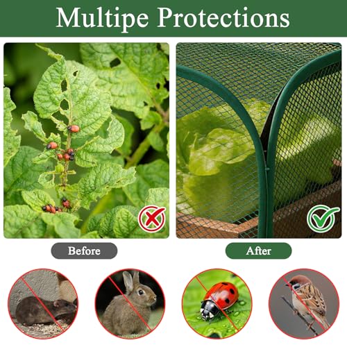 2 Pack Garden Covers for Raised Beds, Pop Up Mesh Plant Covers for Outdoors | 30% Sunblock Plant Shade Tent & Crop Cage, Protection for Seedlings Vegetable Against Birds Animals