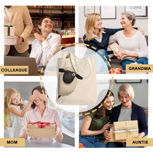 Cartoon Canvas Tote Bag, Gifts for Women Men Birthday Christmas Reusable Tote Shoulder Bag for Grocery Shopping 01 - color: Goat 473