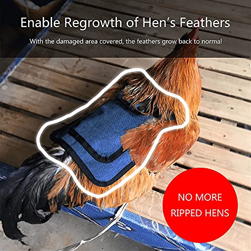 2 Pieces Premium Chicken Saddle for Hens and Roosters, Outdoor Hen Saddles with Adjustable Strap, Chicken Sweater Aprons, Birds Feather Protector for Back and Sides, Suitable for 5-7.6lbs, Red & Blue