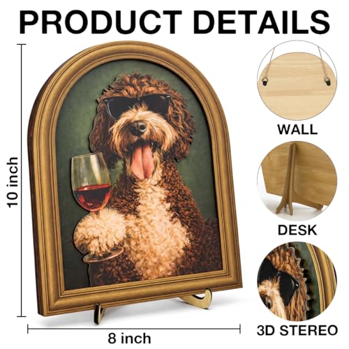 3D Funny Gentleman Dog Wall Art Sign for Bar Decor, Drinking Dog Portrait Wall Decor, 8x10 Inch - color: Dog-2