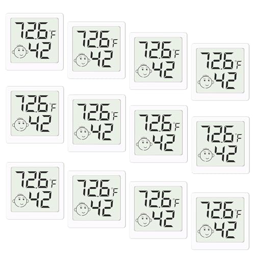 Mini Humidity Meter Hygrometer 12 Pack Room Thermometer Indoor Digital Temperature and Humidity Monitor for Home House Office Garden and Cellar - style: Style A-White-12pcs