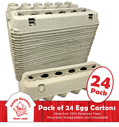 Vented Paper Pulp Egg Cartons Holds 1 Dozen Chicken Eggs (24 Pack)
