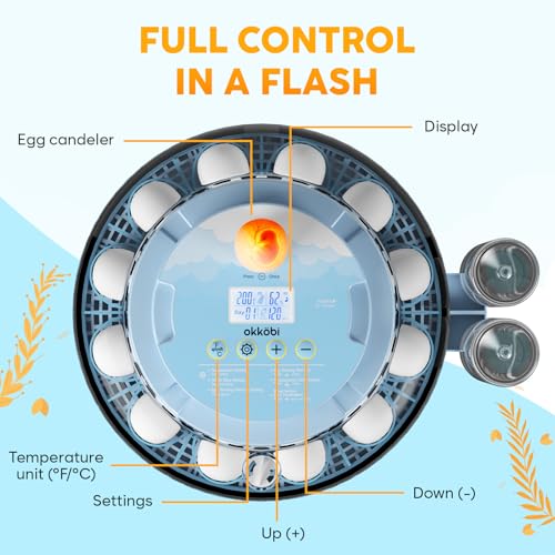 18 Egg Incubator with Automatic Egg Turning and Humidity Control – Egg Incubators for Hatching Eggs – Egg Candler, Water Bottle Refill, Air Vent, 360° View – Incubadora de Huevos de Gallina