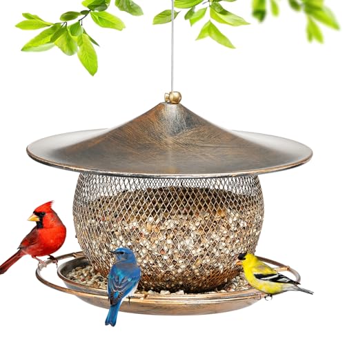 LBTING Bird Feeder, Wild Bird Feeder, Round Lantern-Shaped | Metal, For Hanging Outside Outdoors Garden Yard - style: Round Large