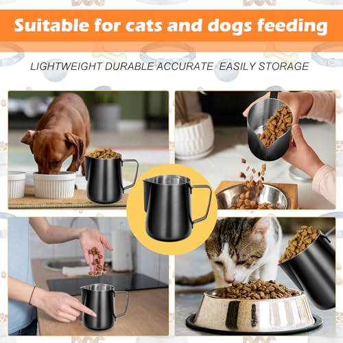 2.5Cup Dog Food Scoop, Stainless Steel Measuring Cup,Pet Food Measuring Scoop for Dogs, Cats, Birds and Small Pets,and Kitchen use-Ideal for Dry Food & Treats(Black) (2.5CUP)
