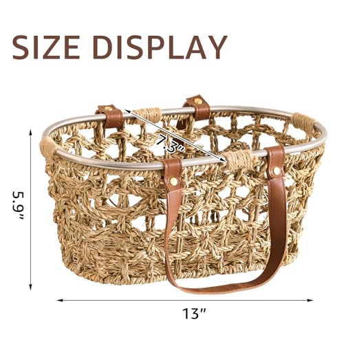 Farmhouse Seagrass Egg Baskets for Collecting Fresh Eggs Handmade Egg Collecting Basket Wicker Oval Storage Basket for Picnic, Harvest, Vegetable - color: Oval-Seagrass