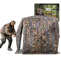 Hunting Blind 270/360 See Through Deer Blind, Pop Up Ground Blind | 2/3/4 Person Camouflage Tent, Portable Concealed Shelter with Carrying Bag, Silent Sliding Windows, Windproof Bottom Layer - size: 2-3 Person, style: 360