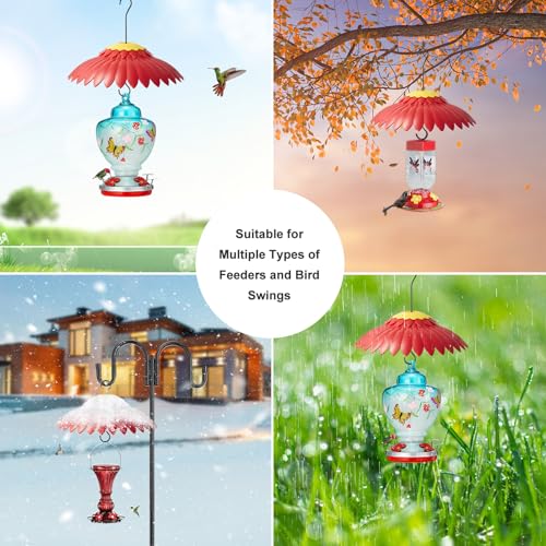 Beserie Bird Feeder Weather Guard Dome Cover Red Rain Shade for Hummingbird Feeders Built-in Moat Proof, Easy to Install 11inch - color: Red01 11in