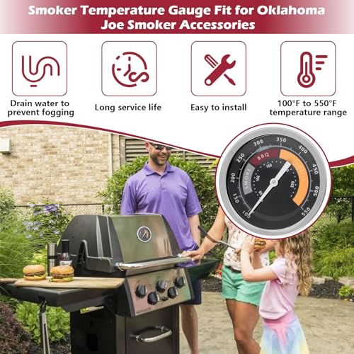 3695528R06 Grill Thermometer Fit for Oklahoma Joe's Smoker | 2 Pack Temperature Gauge BBQ Thermometer Gauge for Smoker Oven and Charcoal Gas Grills, 13/16-inch Accessories - size: 2 Pack