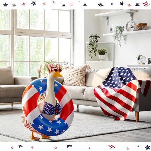 Bikini Porch Goose Outfits with Sunglasses and Swimming Tube for 23" Summer Goose Costume Garden Patio Statue Decor (4th of July) - style: 4th of July