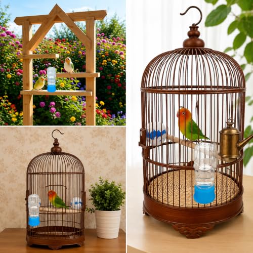 2PCS Bird Water Dispenser, 4.73 Fl Oz Automatic Parakeet Waterer and Feeder, Bottle for Hanging in Pajaritos Cages