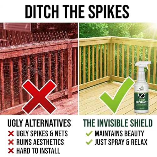 Bird Repellent Spray, Outdoor Formula for Roofs & Home,16oz | Keep Birds Away – Pigeon, Woodpecker, Sparrow, Duck & Goose Deterrent, Efficient Bird Spray for Yards, Patios, Balconies