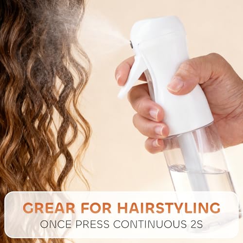 AMOMELA 2Pcs Continuous Spray Bottle For Hair,Ultra Fine Refillable Water Mister for Hair Styling, Plants, Cleaning, Salon, Misting & Skin Care（200ml/6.8oz Clear） (200ML 2PACK)