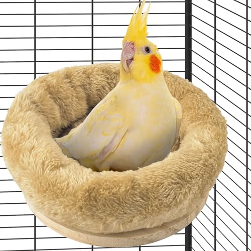 DBNESS Medium Bird Nest for Cage, Removable Plush Parrot Hammock Warm Resting Perch Platform for Budgies Cockatiel Conure Parakeet Hamster Washable Breeding Sleeping Lay Eggs Nesting - size: M