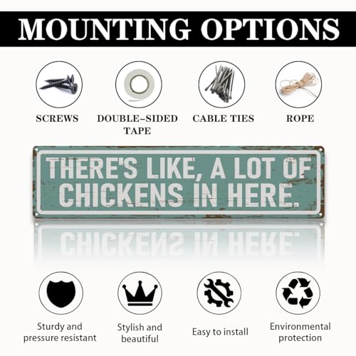 Rustic Farmhouse Style Chicken Coop Sign, Metal Outdoor Chicken House Signs, There's like a lot of chickens in here, Retro Metal Tin Sign, Farmhouse Decor, Backyard Hen House Gift 15.8x4 Inch - color: Farmhouse 16