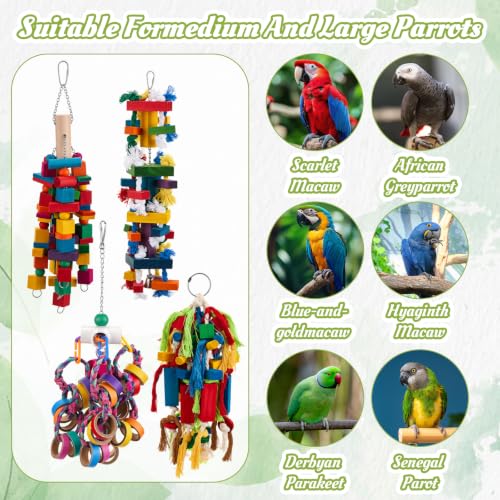 Seenelling 4 Pcs 3 Pcs Extra Large Bird Toys for Parrots,Mixed - style: Mixed