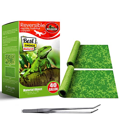 Reptile Carpet, 36 * 18in Pet Terrarium Liner,Reptiles Cage Mat/Substrate for Snakes, Chameleons, Geckos ands Kitchen Use(2sheets) with Tweezers Feeding Tongs - size: new-40Gallon(36*18in)
