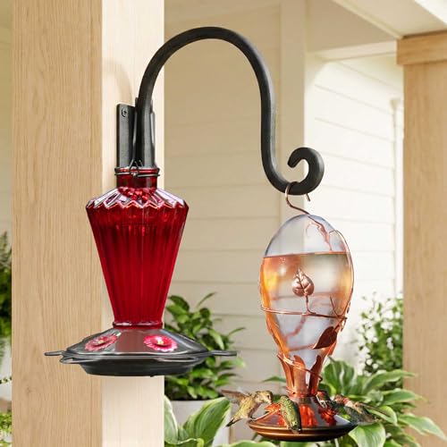 Lifyzoon Heavy Duty Plant Hanger Bracket: 35Lbs Metal Plant Hangers Outdoor | 2-Pack Rust-Resistant Wrought Iron Hooks with Screws, Multi-Use Wall Mount Hooks for Bird Feeders, Wind Chimes, Lanterns - size: 1A-8“ 2PCs