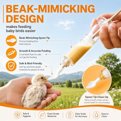16 pcs Baby Bird Feeding Syringe Set - Bird Hand Feeding Syringe Set, Baby Birds Feeder with 20ml Feeding Syringes, Birds Feeder Scoop, Soft Tubes for Parakeets & Cockatiels (Yellow) - color: Yellow