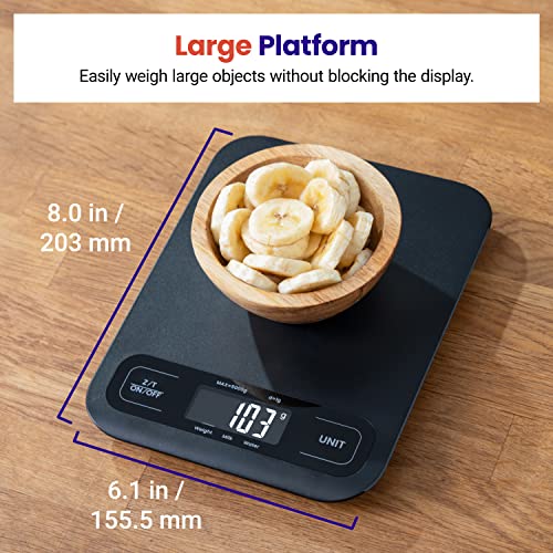 Etekcity Food Kitchen Scale, Digital Grams and Ounces, Large | Tare function, ideal for baking, weight loss, keto, meal prep, packages, liquids and jewelry, Black - color: Black