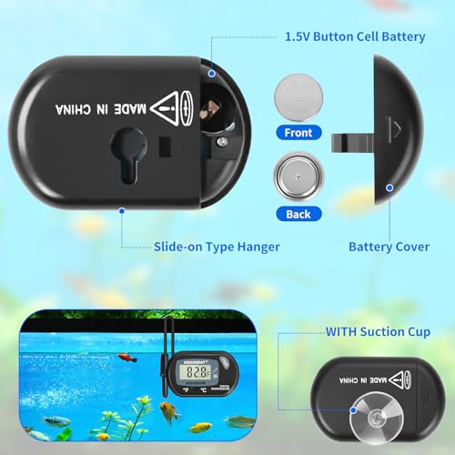 AQUANEAT Aquarium Thermometer, Fish Tank Thermometer, Digital Temperature Test, with Large LCD Display (1 Pack) - size: 1 Pack