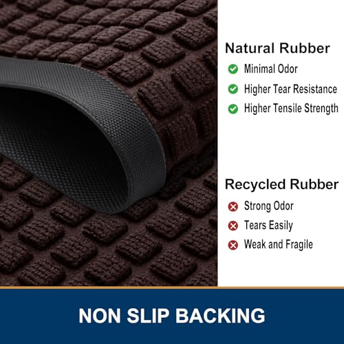 Smiry Front Door Mat Outside Entrance, Natural Rubber Doormat, 29.5x17 Inch | Brown, Non Slip, Trap Dirt and Moisture, Easy Clean, Low Profile Welcome Floor Mats for Indoor Outdoor Entry - color: Brown, size: 29.5" X 17"