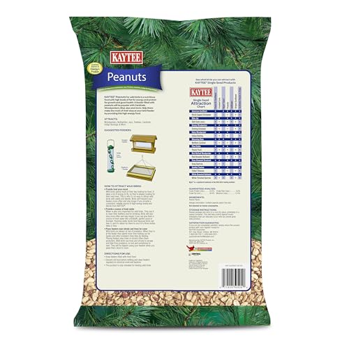 Kaytee Peanuts Wild Bird Food, High in Fat and Protein | Attract birds year-round. Bird food for outside feeders with peanut pieces. No hulls, 100% edible, nuts for birds - size: 10 Pound (Pack of 1)