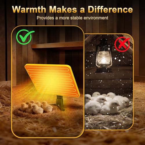 Brooder Plate for Chicks, 50–158℉ Chick Heat Plate with Smart Thermostat, UL Certified Radiant Heating Panel Brooder Heater, 180° Adjustable Angle & Hanging Design for Poultry Brooding & Chicken Coop